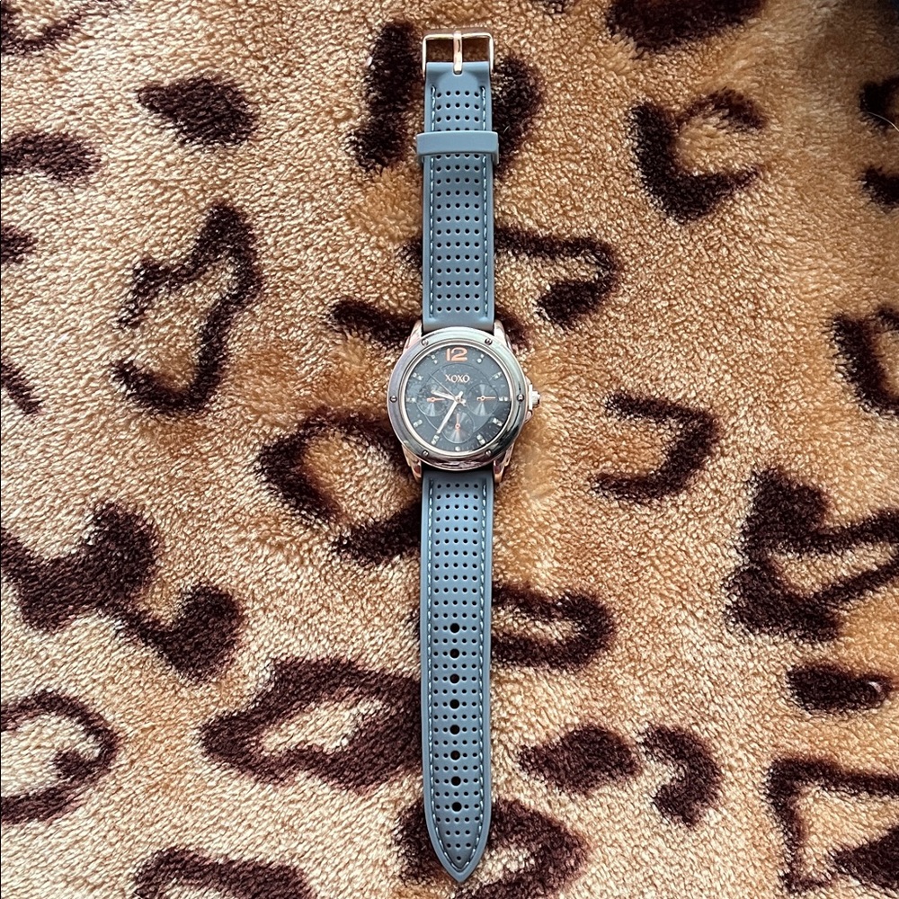 XOXO Gray and Rose Gold Watch with Perforated Strap